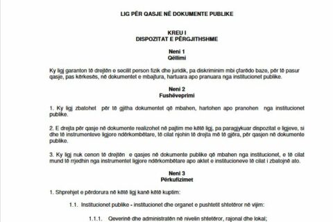 Ligji per qasje ne dokumente zyrtare foto
