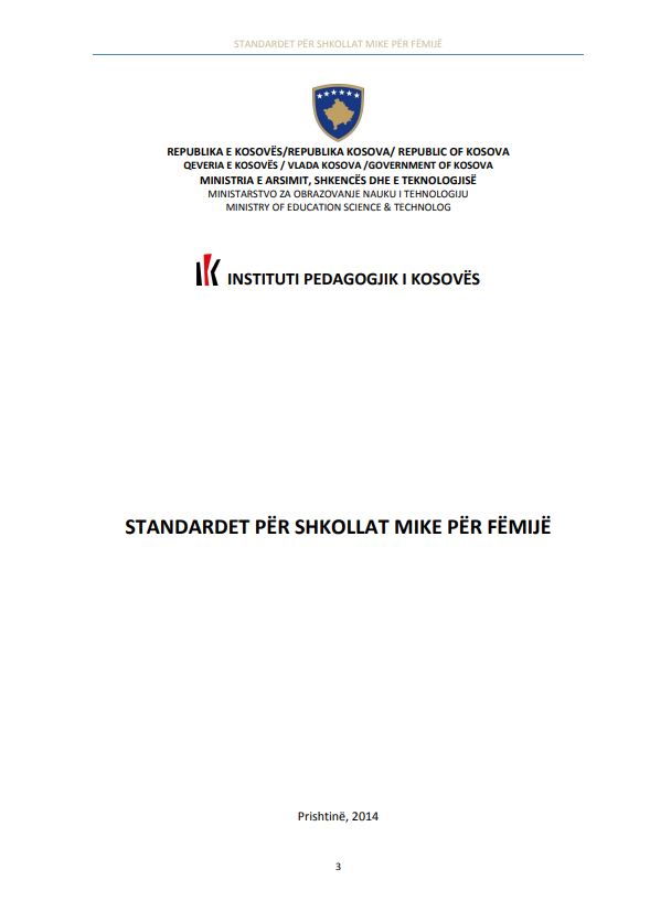 Standardet per shkollat mike per femije - IPK, Prishtine 2014