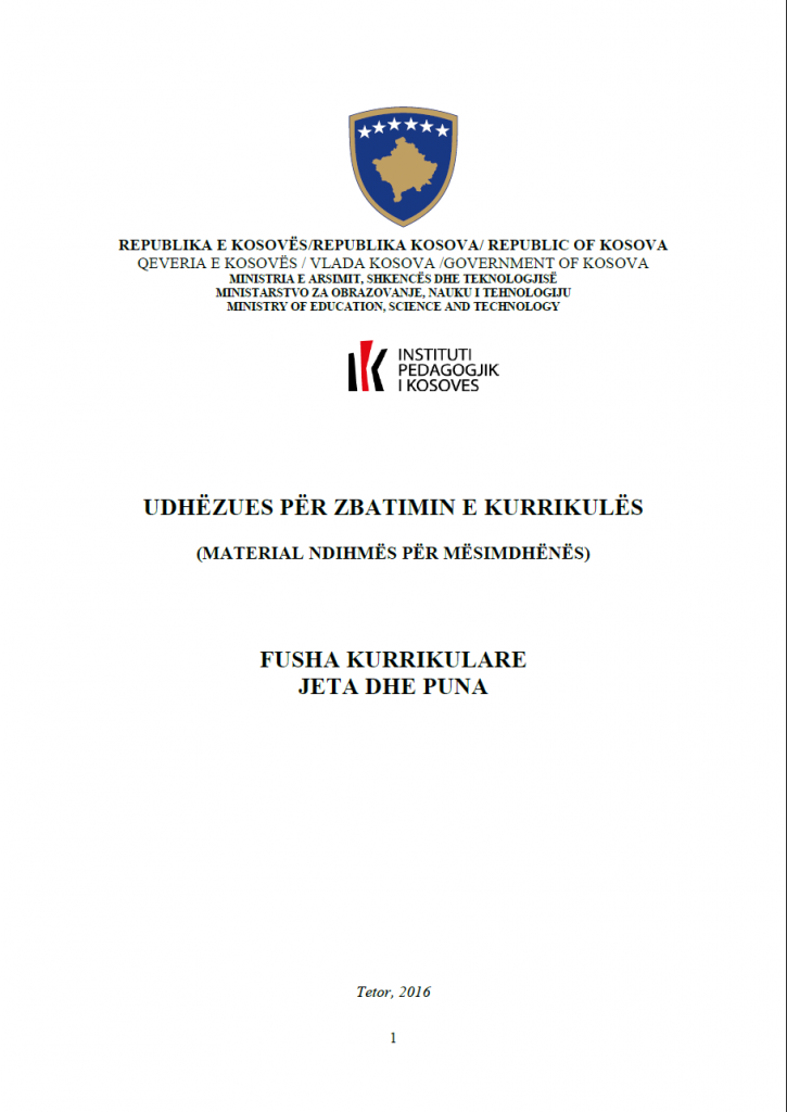 Udhezues per zbatimin e kurrikules - Jeta dhe puna